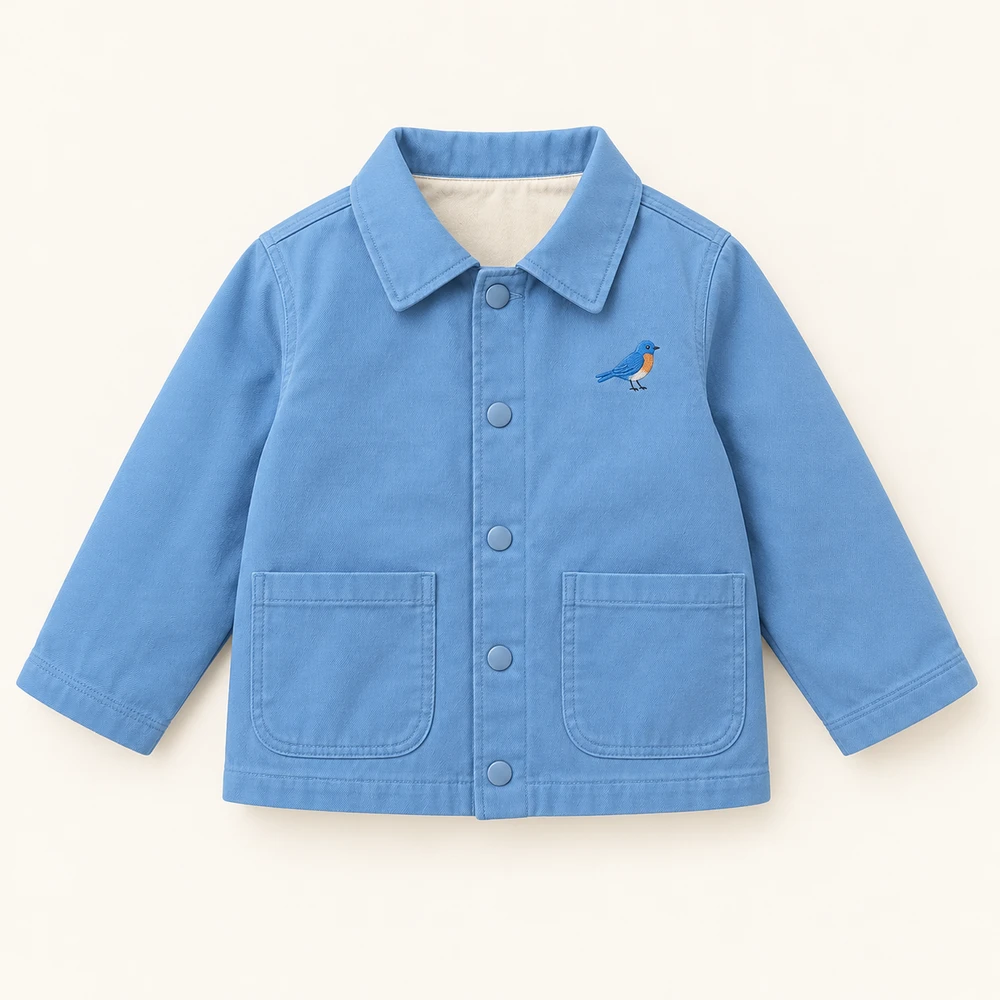 Bluebird Day Jacket in Sky blue, front view