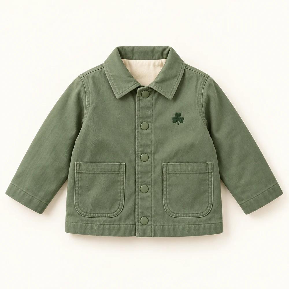 Clover Trail Jacket in Sage green, front view