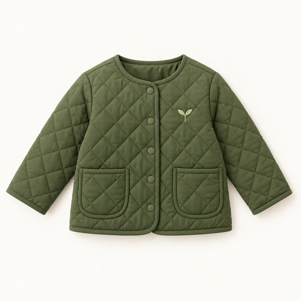 Little Sprout Jacket in Moss green, front view
